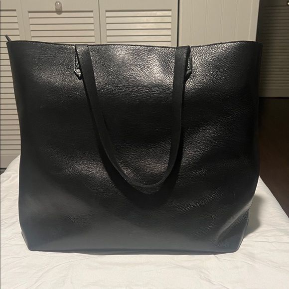 Madewell Black Leather Tote Bag - Picture 1 of 8